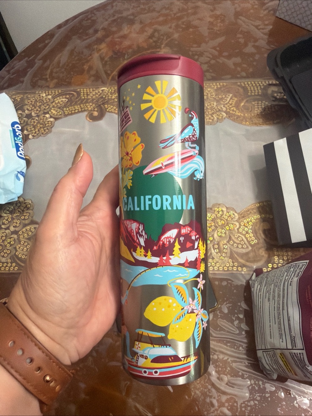 Starbucks California Graphic Stainless Tumbler with Pink Lid